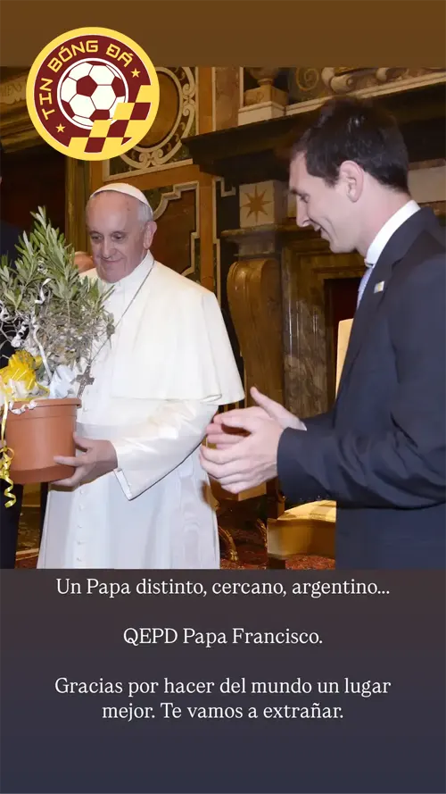 Hình ảnh tri ân Giáo hoàng Francis trên Instagram của Lionel Messi